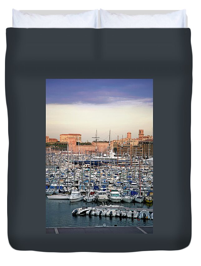 Dawn Duvet Cover featuring the photograph Marseille 7 Am by Vasiliki