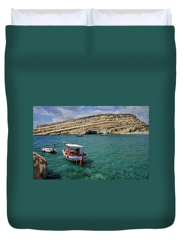 Tranquility Duvet Cover featuring the photograph Matala by Vosgien Par Adoption