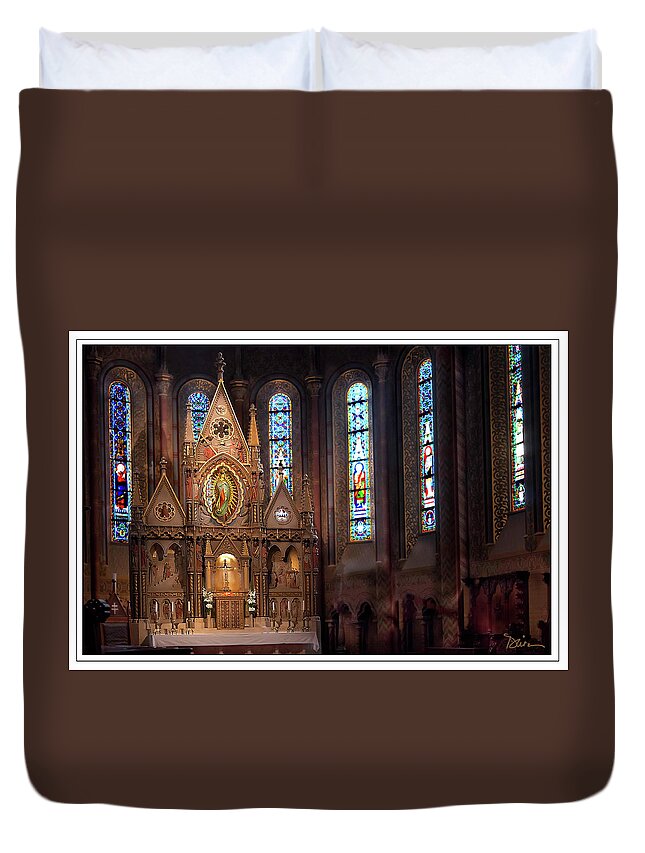 Altar Duvet Cover featuring the photograph Matyas Church Altar in Budapest by Peggy Dietz