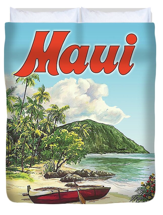 Maui Duvet Cover featuring the painting Maui by Long Shot