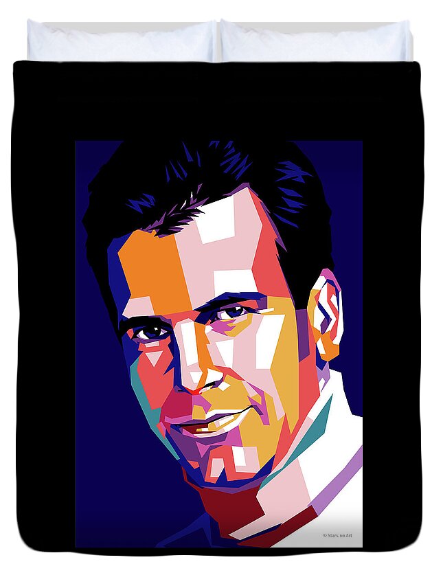 Maximilian Duvet Cover featuring the digital art Maximilian Schell by Movie World Posters