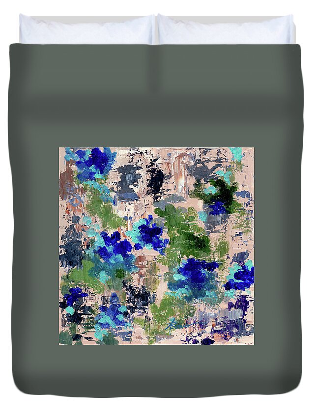 Blue Duvet Cover featuring the painting Mediterranean Blue by Adele Bower