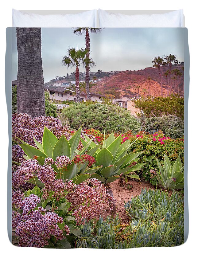 Beach Town Duvet Cover featuring the photograph Mediterranean Flora by Aaron Burrows