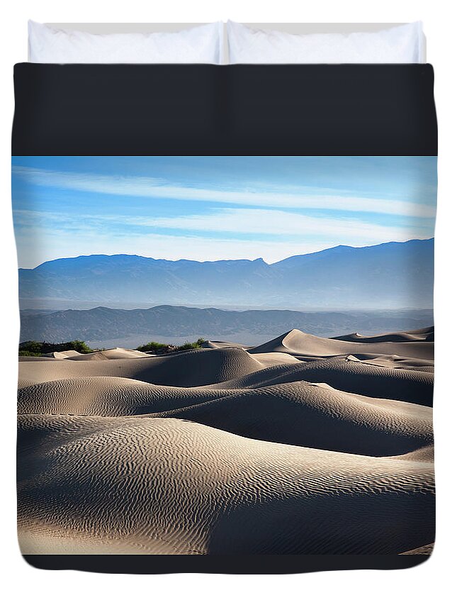 Scenics Duvet Cover featuring the photograph Mesquite Flat Sand Dunes by Walter Bibikow