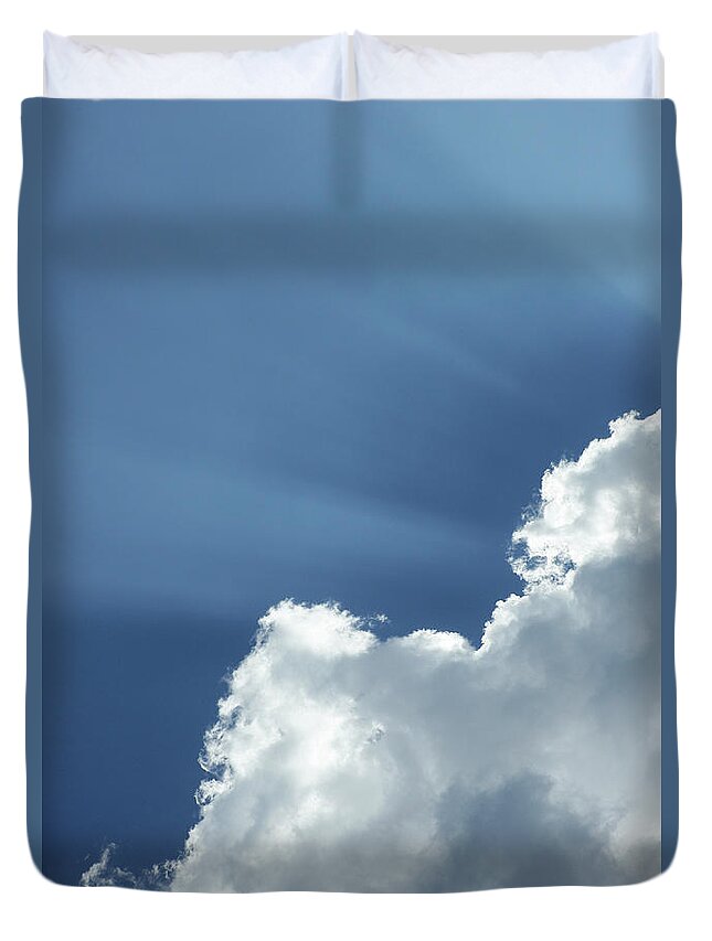 Directly Below Duvet Cover featuring the photograph Message From The Sky by Bluberries