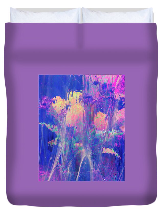 Flower Duvet Cover featuring the photograph Metallic Tulips by Minnie Gallman