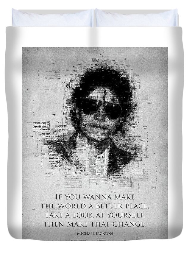 Michael Duvet Cover featuring the digital art Michael Jackson by Gab Fernando