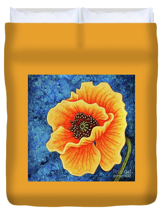 Poppy Duvet Cover featuring the painting Midnight Flame by Amy E Fraser