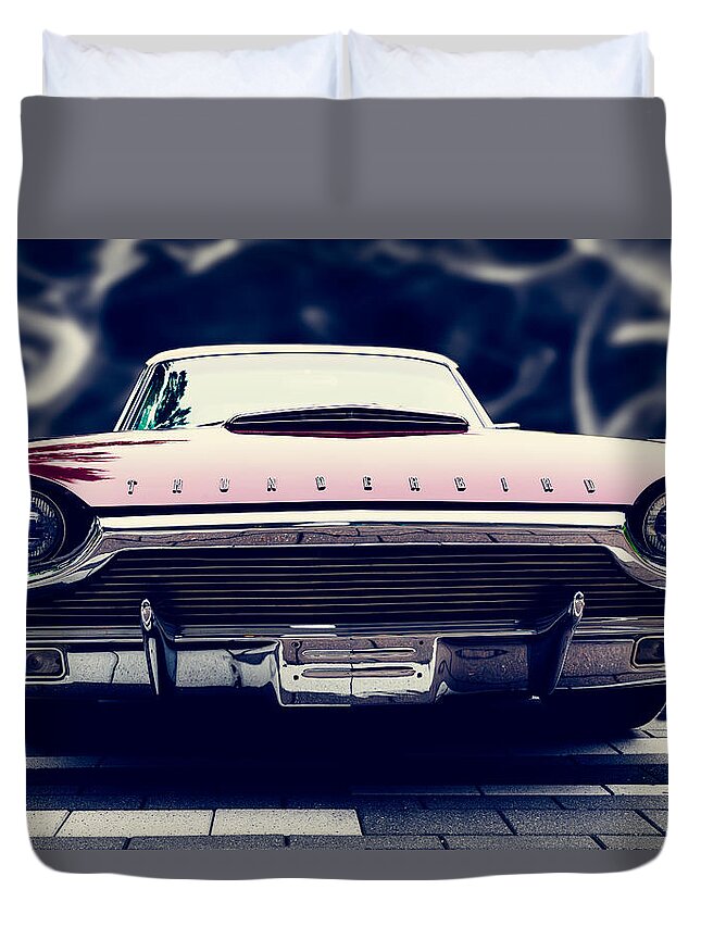 Car Duvet Cover featuring the photograph Mighty Thunderbird by Carrie Hannigan