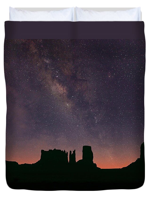 00555614 Duvet Cover featuring the photograph Milky Way And Starry Sky, Monument Valley, Arizona by Tim Fitzharris