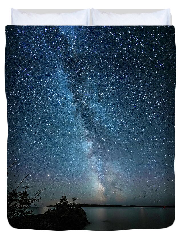  Duvet Cover featuring the photograph Milky Way as seem from Isle Royale National Park by Nick Noble