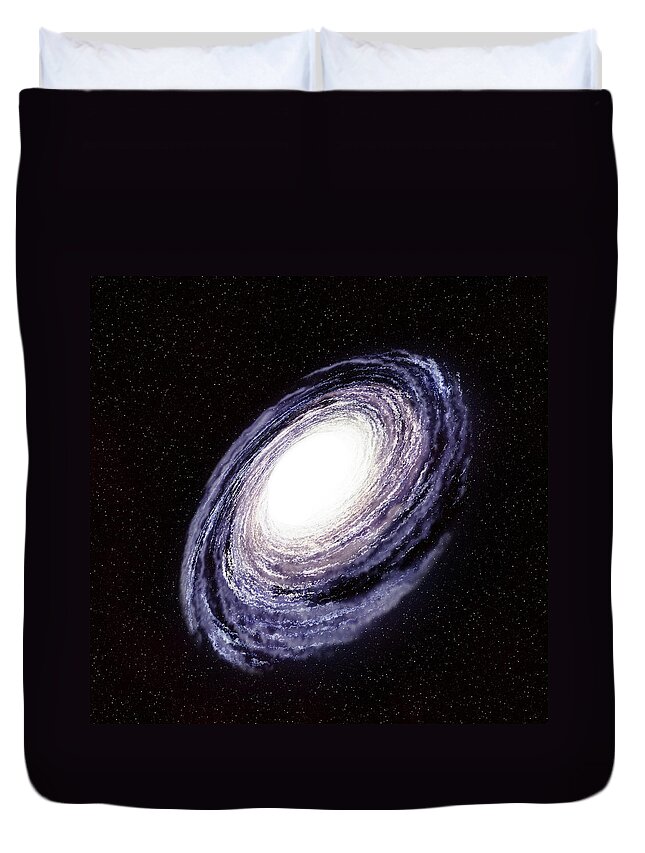 Black Color Duvet Cover featuring the photograph Milky Way In The Galaxy Or Universe by Infospeed
