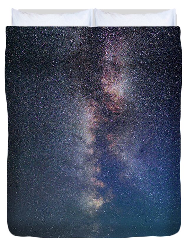 Tranquility Duvet Cover featuring the photograph Milky Way Over Hills, France by Bruno Paci
