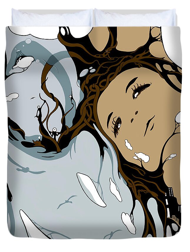 Female Duvet Cover featuring the drawing Miner's Daughter by Craig Tilley