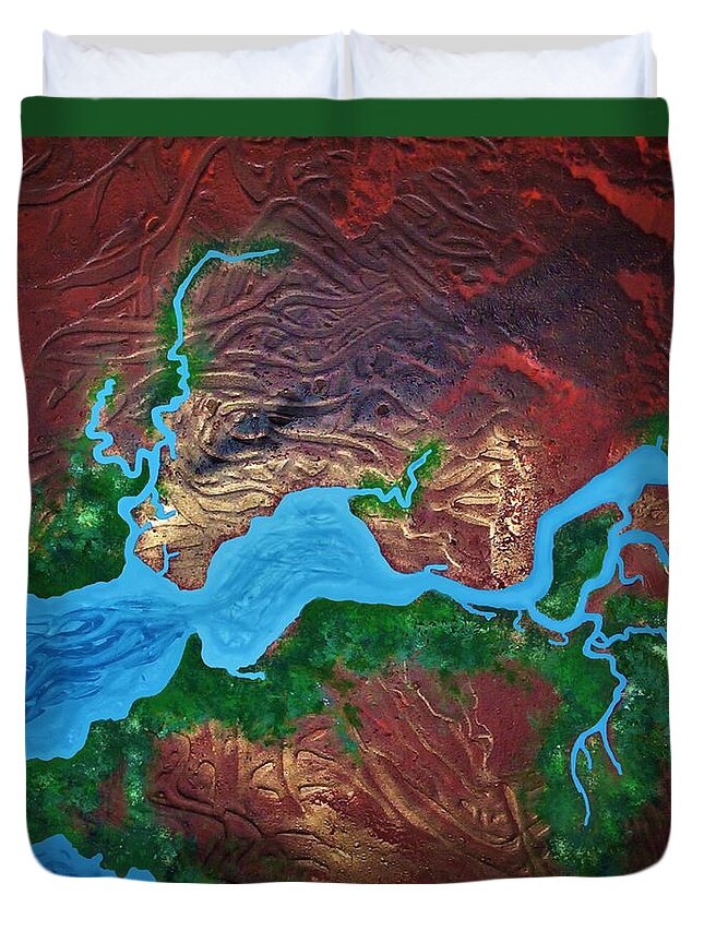 Weipa Duvet Cover featuring the painting Mission River by Joan Stratton