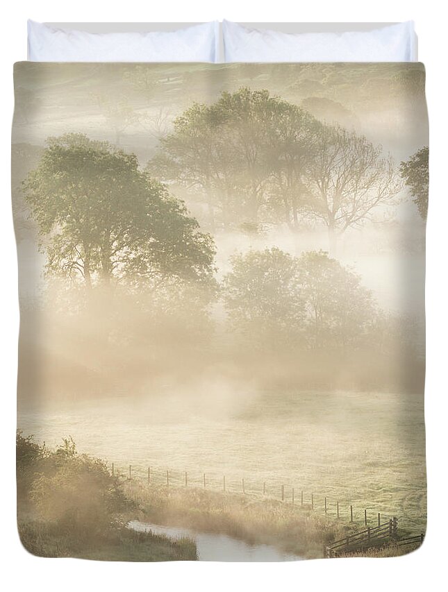Mist Duvet Cover featuring the photograph Mist in the Vale by Anita Nicholson