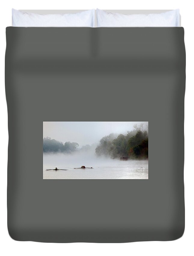 River Duvet Cover featuring the digital art Misty Row by Kelvin Booker