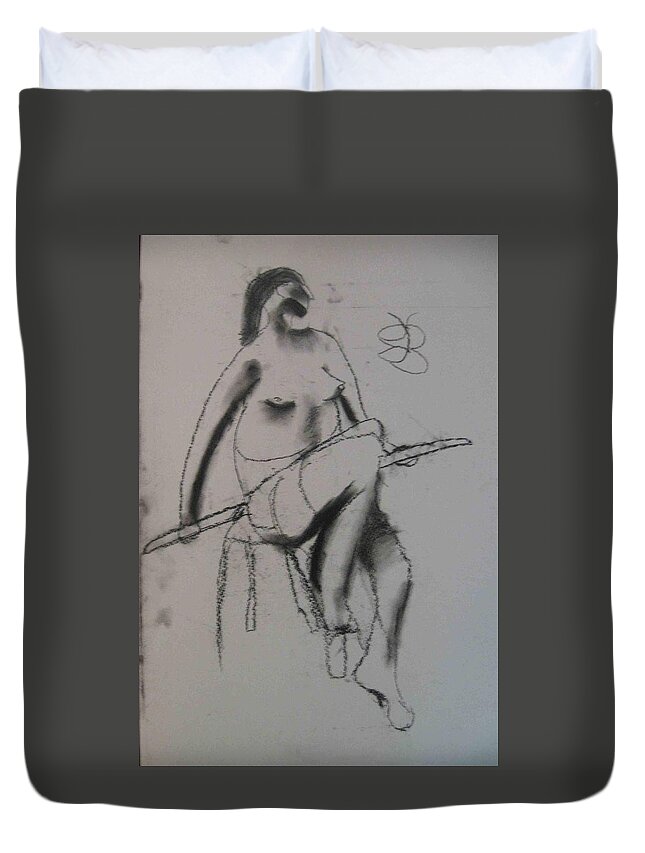  Duvet Cover featuring the drawing model named Chieh three by AJ Brown