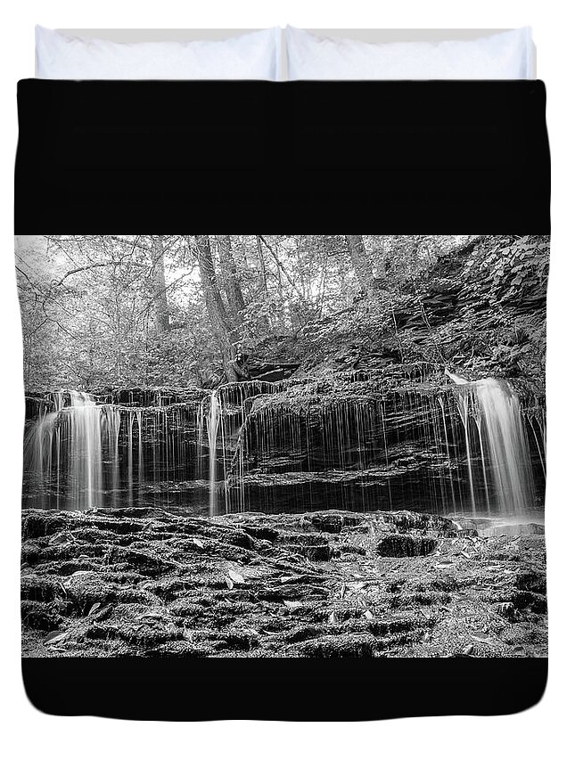 Glenn Falls Duvet Cover featuring the photograph Mohawk 37 Water Falls by Louis Dallara