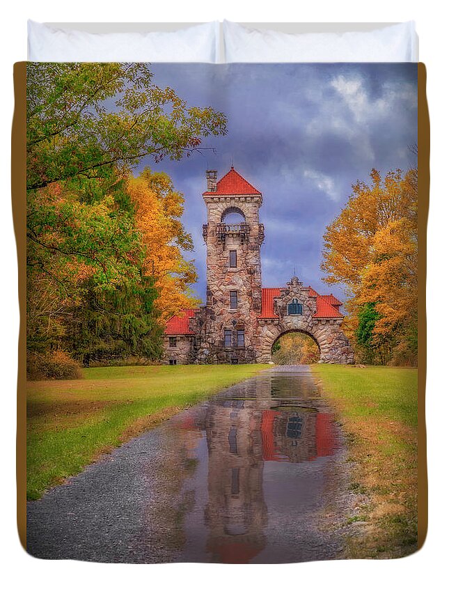 Mohonk Duvet Cover featuring the photograph Mohonk Preserve Gatehouse NY Fall by Susan Candelario