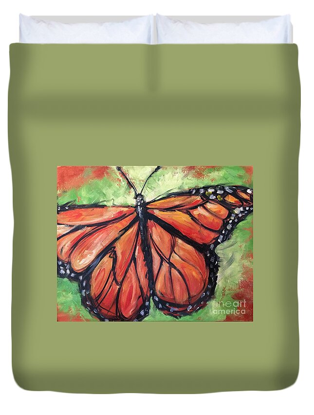 Monarch Duvet Cover featuring the painting Monarch Butterfly by Alan Metzger