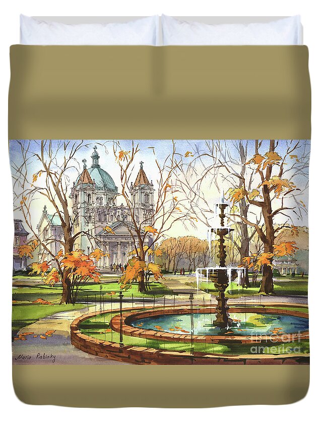 Autumn Duvet Cover featuring the photograph Monroe Park by Maria Rabinky