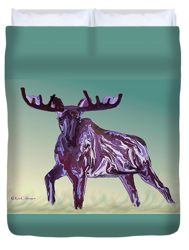 Moose Duvet Cover featuring the digital art Montana Moose 2 by Kae Cheatham