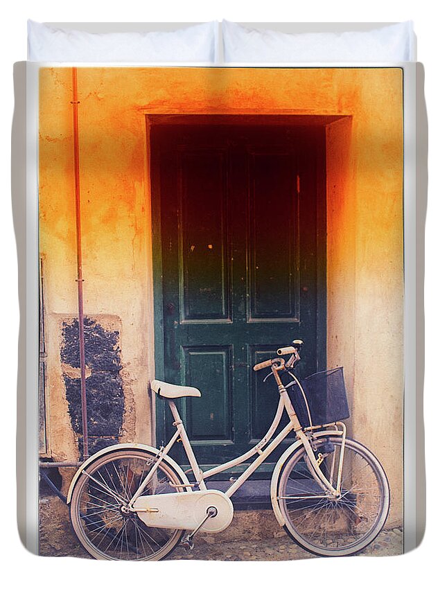 Bikes Duvet Cover featuring the photograph Monterosso 3 by Becqi Sherman