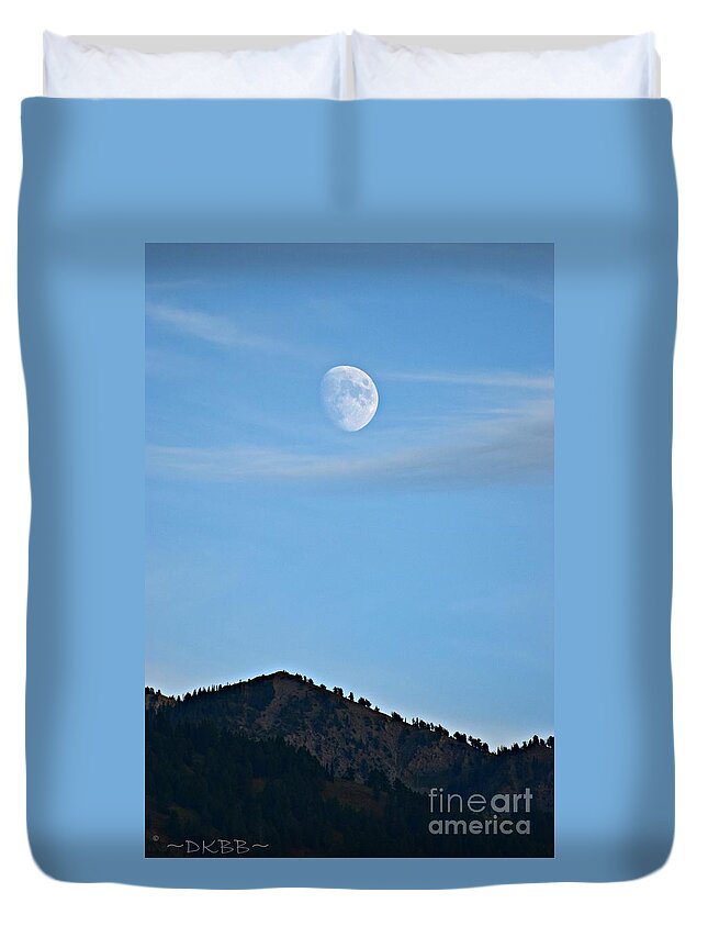 Moon Duvet Cover featuring the photograph Moon Over the Mountains by Dorrene BrownButterfield