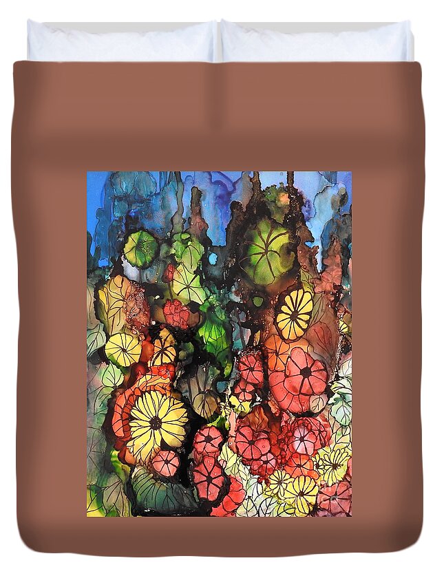 Flowers Duvet Cover featuring the painting Moonflowers II by Petra Burgmann