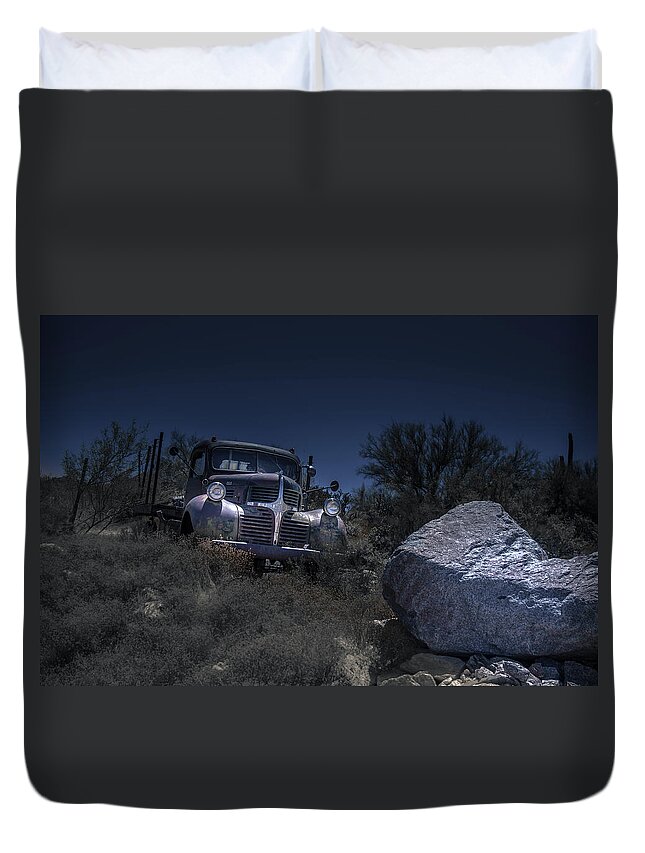 Truck Duvet Cover featuring the photograph Moonlit find by Darrell Foster