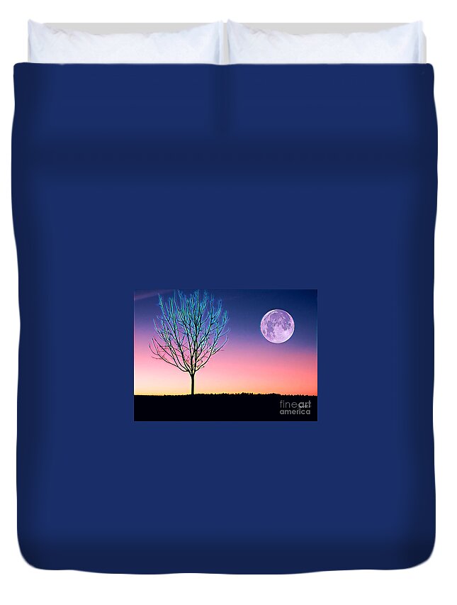Nature Duvet Cover featuring the painting Moonrise by Denise Railey