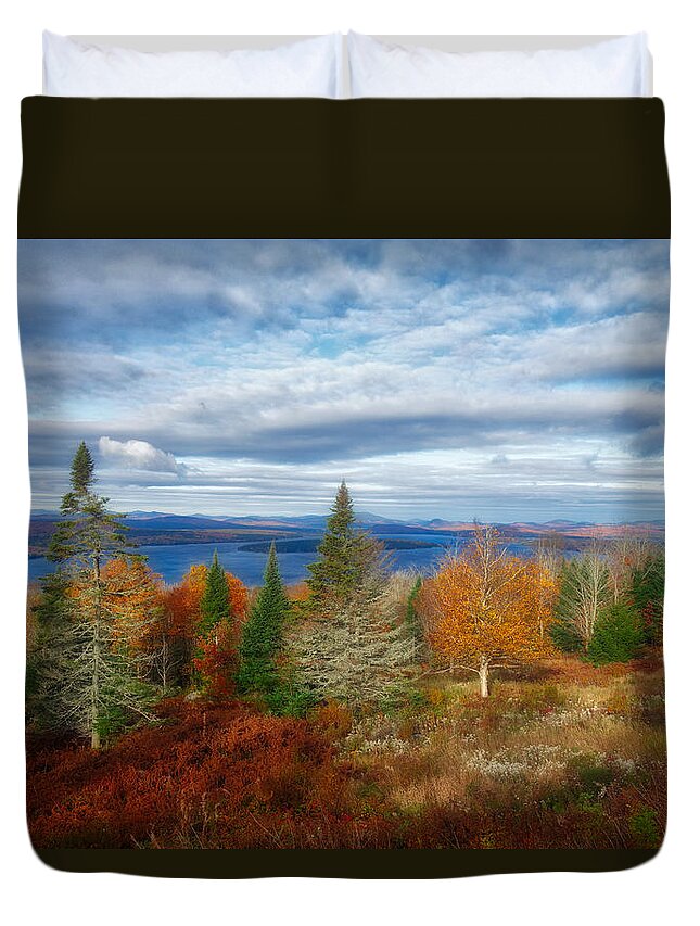 Moose Duvet Cover featuring the photograph Mooselookmeguntic Lake Fall Colors by Russel Considine