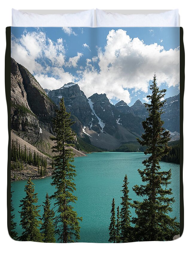 Tranquility Duvet Cover featuring the photograph Moraine Lake And Valley Of Ten Peaks by John Elk Iii