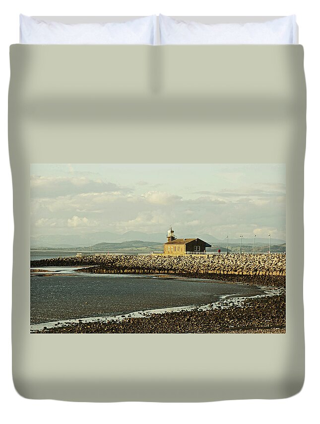 Morecambe Duvet Cover featuring the photograph MORECAMBE. The Stone Jetty. by Lachlan Main