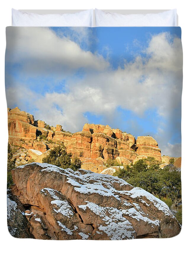 Colorado National Monument Duvet Cover featuring the photograph Morning at Colorado National Monument by Ray Mathis