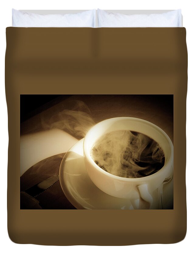Shadow Duvet Cover featuring the photograph Morning Coffee by California Cpa