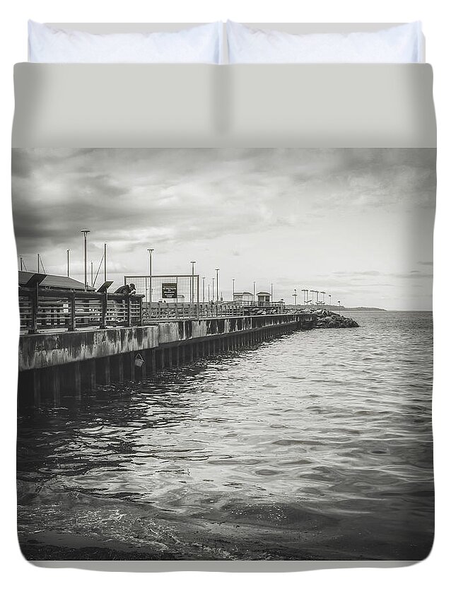 Sea Duvet Cover featuring the photograph Morning Fog by Anamar Pictures