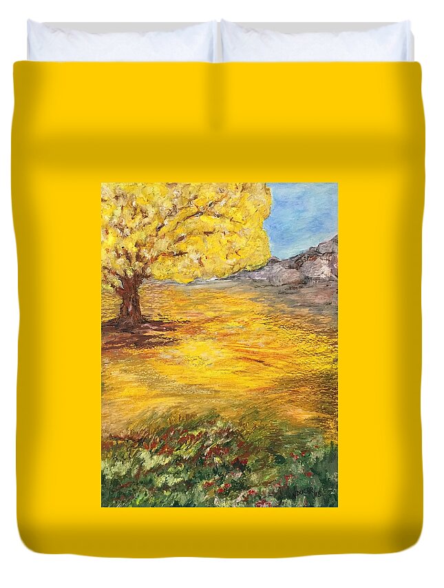 Landscape Duvet Cover featuring the painting Morning glory by Norma Duch