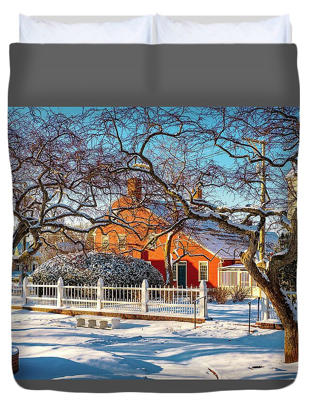 New Hampshire Duvet Cover featuring the photograph Morning Light, Winter Garden. by Jeff Sinon
