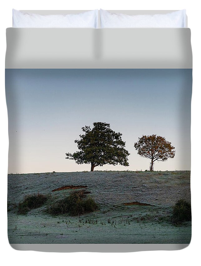 Shenington Duvet Cover featuring the photograph Morning Trees by Mark Hunter