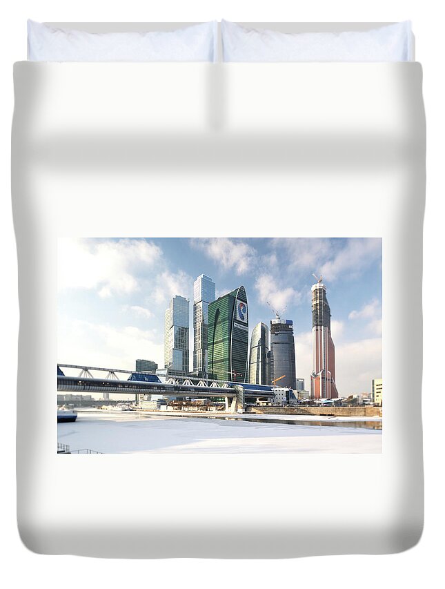 Standing Water Duvet Cover featuring the photograph Moscow City View by Vladimir Zakharov