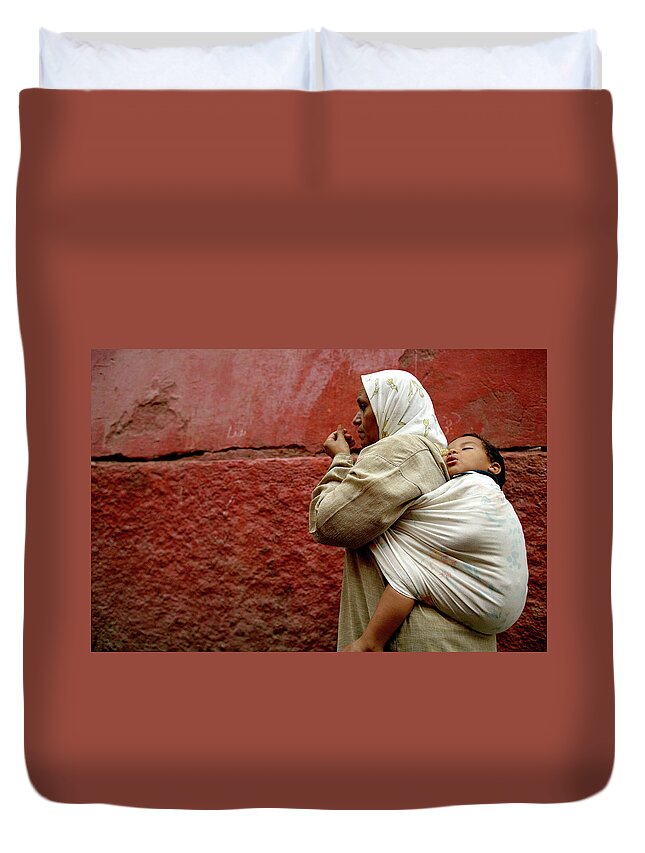 Toddler Duvet Cover featuring the photograph Mother And Child In The Narrow Alleys by Lonely Planet