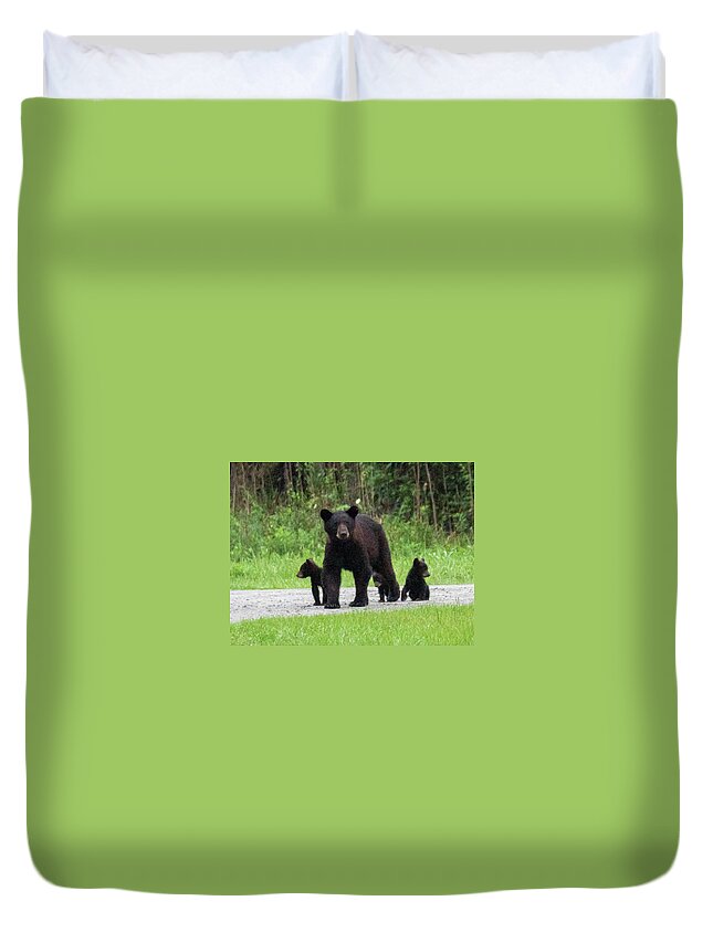 Alligator River Wildlife Refuge Duvet Cover featuring the photograph Mother with Cubs #2 by Minnie Gallman
