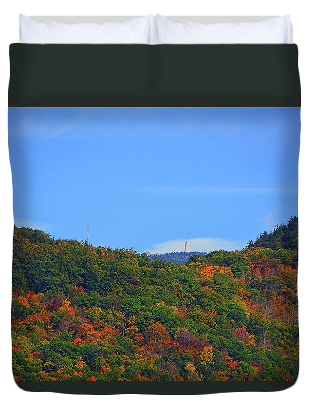 Appalachian Trail Massachusetts In The Fall Duvet Cover featuring the photograph Mount Greylock Tower High Above by Raymond Salani III
