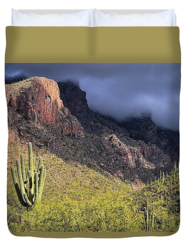 Santa Catalina Mountains Duvet Cover featuring the photograph Mount Kimball Storm by Chance Kafka