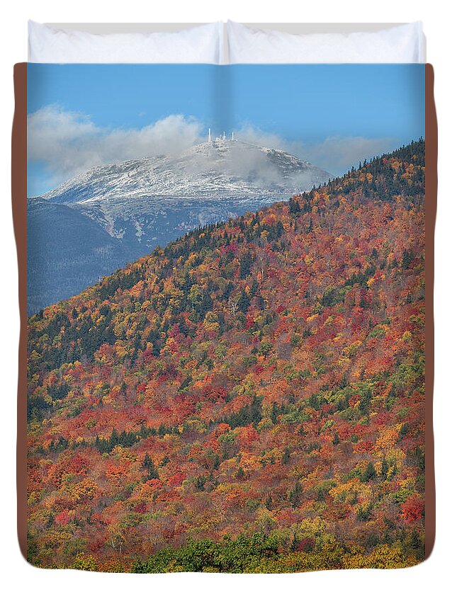 Mount Duvet Cover featuring the photograph Mount Washington First Autumn Snow by White Mountain Images
