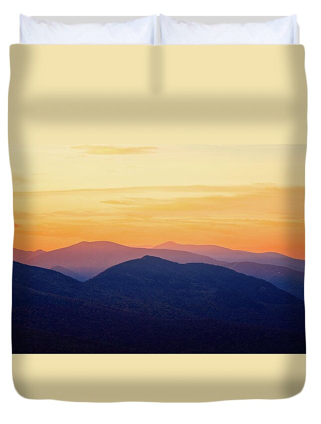 Autumn Duvet Cover featuring the photograph Mountain Light And Silhouette by Jeff Sinon
