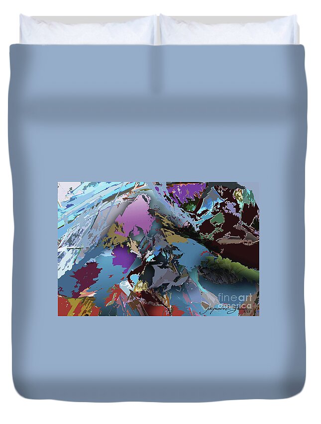 Abstract Duvet Cover featuring the digital art Mountain Majesty by Jacqueline Shuler