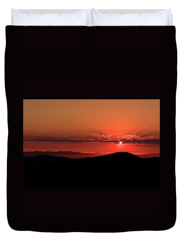 Sunset Duvet Cover featuring the photograph Mountain Sunset by Briand Sanderson